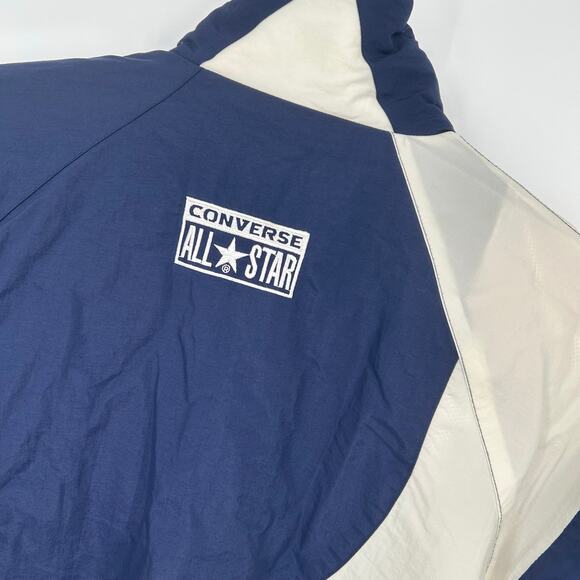 Vintage 90s Converse All star Chuck Taylor Men's L Navy white nylon track jacket - Picture 8 of 10
